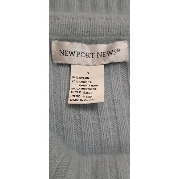 Newport News Caped Off Shoulder Sweater Sz S Ribbed Angora/Lambswool Blend Blue - Picture 5 of 5